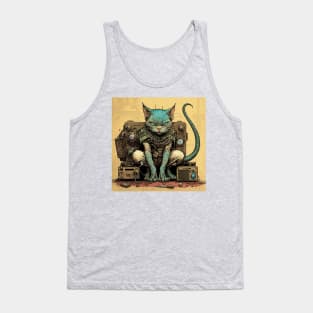 Futuristic Bio Synth Steampunk Future Cat Tank Top